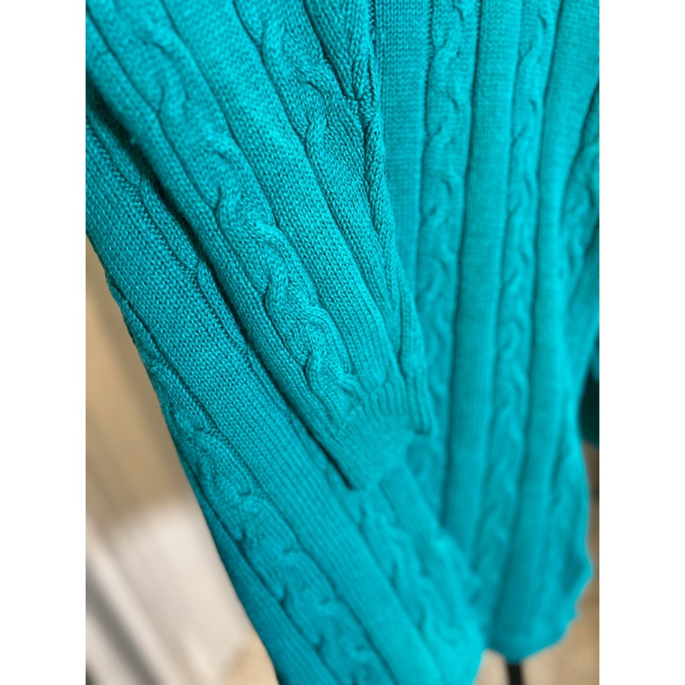 BEST American Clothing Co Vintage Teal Cable Knit Mock Neck Sweater Women Medium - Picture 6 of 8